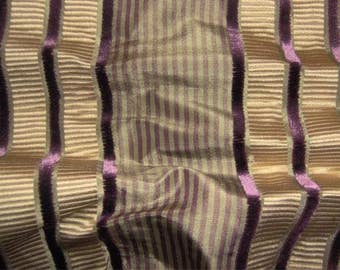 KRAVET COUTURE IMPEND Silk Velvet Stripes Fabric 10 Yards Plum Purple Gold