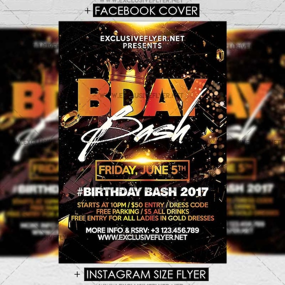  Birthday Bash Premium A5 Flyer Template Facebook Cover