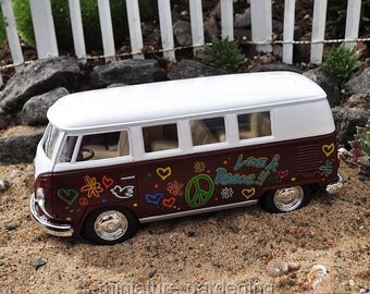 VW Disco Bus, Color Options: Brown for Miniature Garden, Fairy Garden
