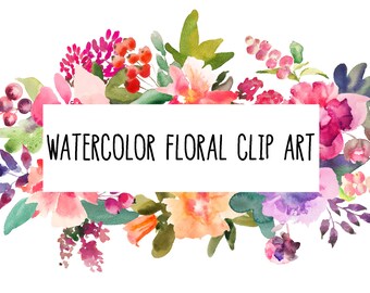 watercolor flowers clipart, bunch, for personal and small commercial use