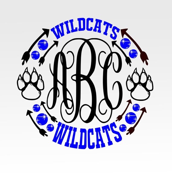 Download Wildcats Paw Print Monogram Frame SVG, DXF, png, jpg ...