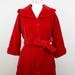 1950s Velvet Robe / Quilted Dressing Gown / 50s Red House Coat