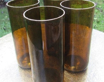 Set of Four Brown Glass Tumblers