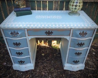 Items similar to colonial blue desk with hutch on Etsy
