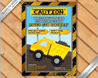 50% OFF SALE -Construction Birthday Invitation, Construction Party, Construction Birthday, Construction Invitation #4