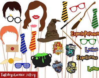 Harry Potter Photo Booth Props, Wizard Photo Props, Hogwarts Photobooth Props - Printable Party Props, birthday booth - instant download
