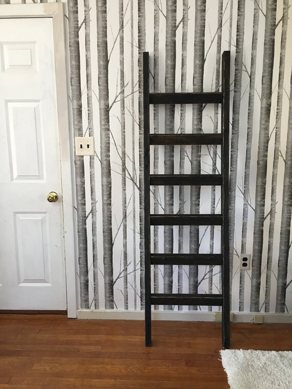 6ft x 21 Skinny Blanket Ladder Handcrafted in the USA. Dark