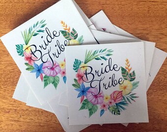 Bride Tribe Hen Party STICKERS LABELS DECALS Bachelorette Floral Summer Tropical Personalised Sticker Label Wedding Favour Kitchen Tea