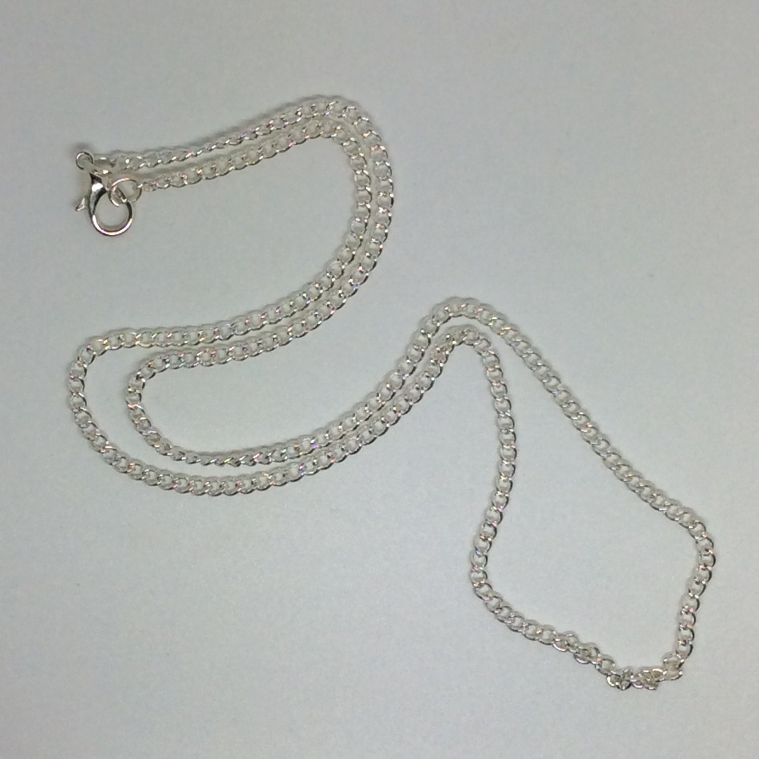 2 Link Curb Chain Necklace - 45 cm - Bright Silver Tone- Ref 072 from