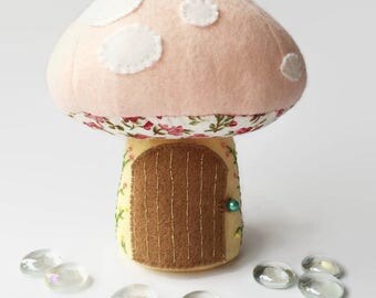 Tooth Fairy Pillow / Tooth Fairy Door / Tooth Fairy House / Tooth Fairy Pouch / Tooth Fairy Bag / Fairy Toadstool - Baby Pink
