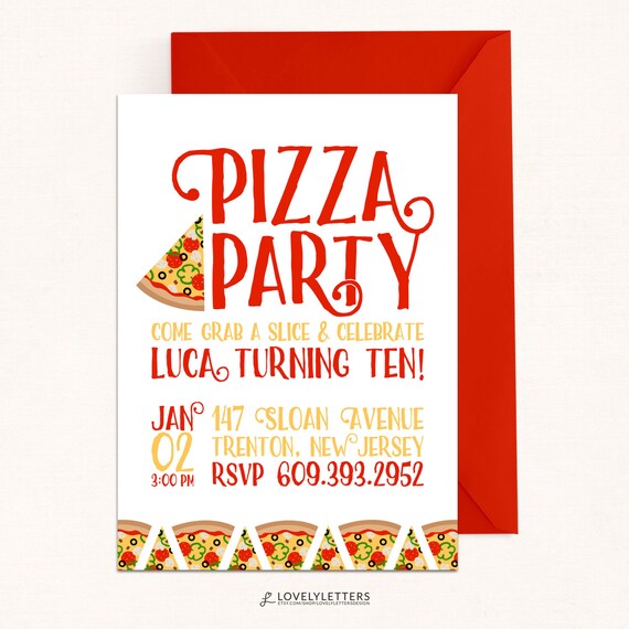 Pizza Party Invite / Pizza Invitation / Pizza Party Invitation