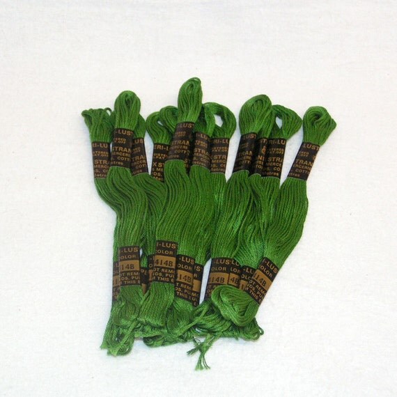 Peri Lusta Vintage Embroidery Cotton Thread Floss Green 414B
