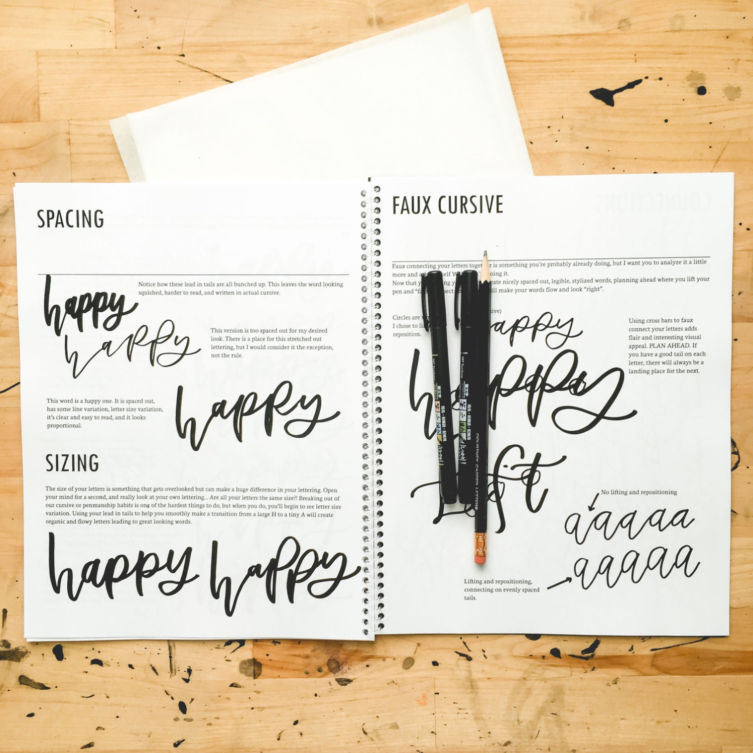 Hand Lettering Workbook Begintermediate Guide Pen Pencil