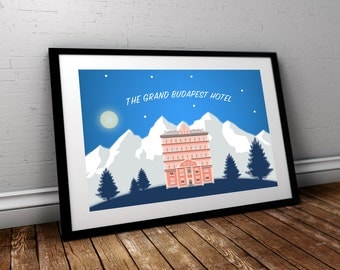 Grand Budapest Hotel - Custom Minimal Modern Art Movie Poster Print Abstract