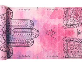 Hamsa Yoga Mat-yoga- printed yoga mat- tribal yoga mat- hamsa- tie dye- boho-yoga mat