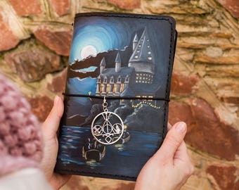 Hogwarts Castle - Harry Potter Gift - Hogwarts Express - Harry Potter Journal - Deathly Hallows - Gryffindor - Harry Potter Art - Midori TN
