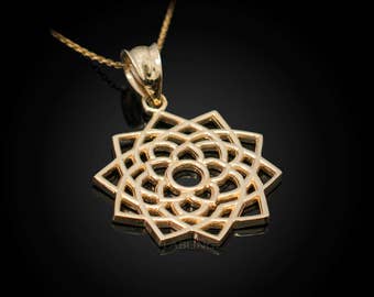 Gold Sahasrara (Unity) Chakra Yoga Jewelry Pendant Necklace (yellow, white, rose gold, 10k, 14k)