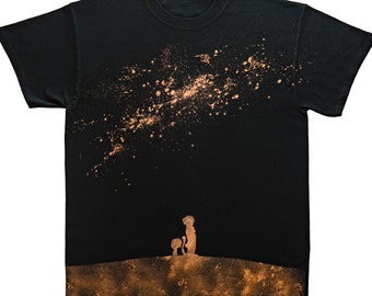 Calvin and Hobbes Bleach Shirt (Night Sky) - Crewneck Unisex Short Sleeve T-Shirt