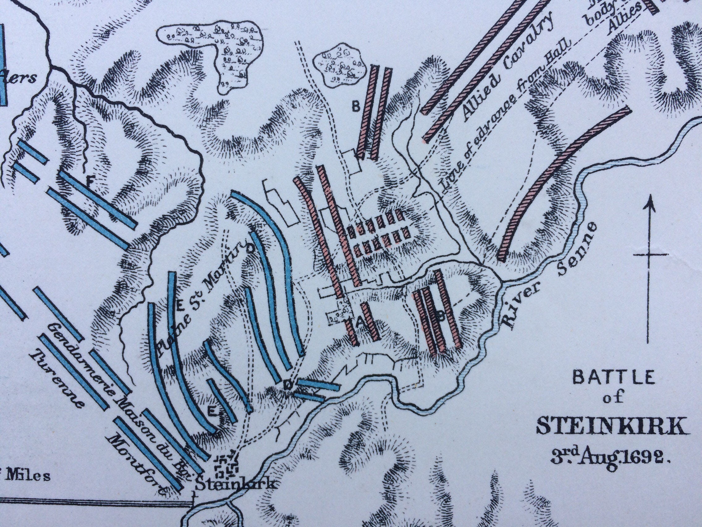 1905 Battle of Steinkirk 1692 Original Antique Map - Battle Plan ...