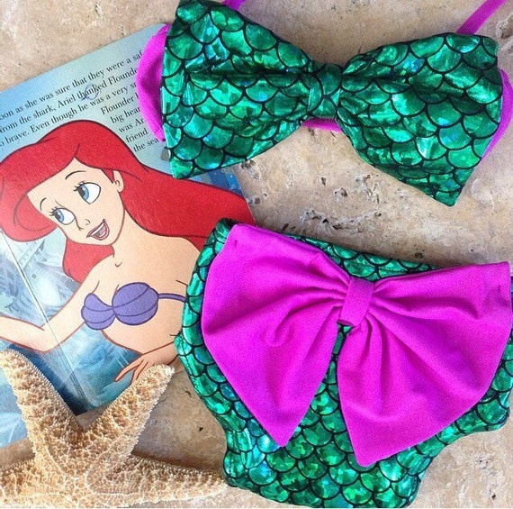 Little Mermaid Baby or toddler bikini swimsuit with adorable