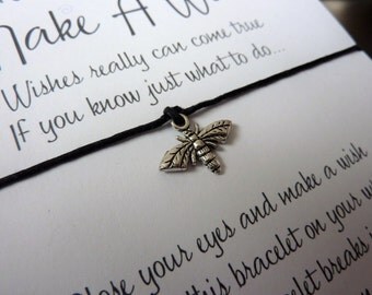 Wish Bracelet - Honey Bee / Bee Charm / Nature / Beekeeper Gift / Save The Bees / Bee Bracelet / Choice of Colours / Wish Knots