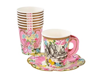 Alice in Wonderland Party, Cup and Saucer, Mad Hatter, Alice Party, Bridal Tea, Wonderland, High Tea, Alice Baby Shower, Alice Wedding, Cups