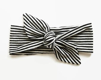 Top Knot Headband, Baby Headband, Baby Shower Gift, Toddler Headband, Baby Head Wrap, Monochrome Baby, Striped Headband, Knotted Headband