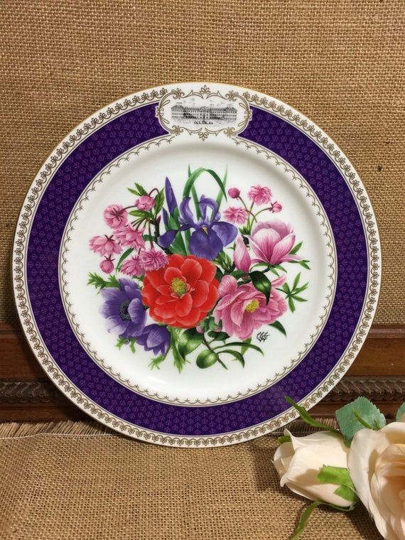 RHS 1986 Chelsea Flower Show Fine Bone China Plate by AYNSLEY - Chelsea Glory - 9" Decorative Plate - Vintage English Cabinet Plate