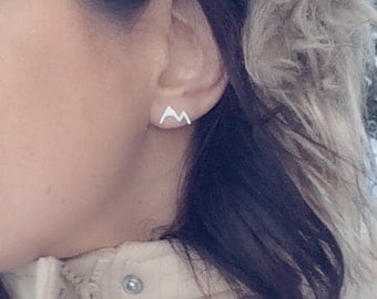Mountain Stud Earrings - Ski Earrings - Dainty Earrings - Christmas Gift - Sister Gift - Friend Gift - Gift Jewelry - Silver - Gift Idea