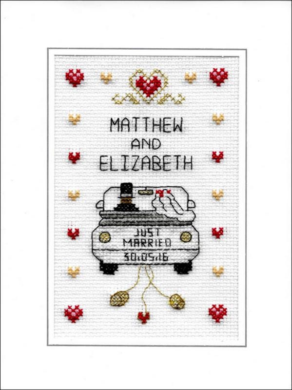 Wedding cross stitch card kit Just Married