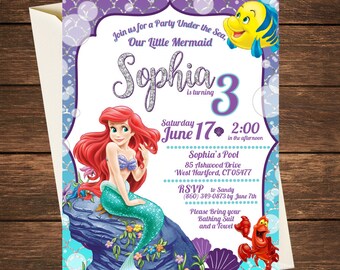 Little Mermaid Invitation | Little Mermaid Birthday | Little Mermaid Party | Ariel Invitation | Ariel Party |Princess Party | Under the Sea