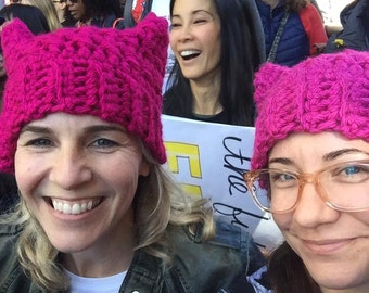 Pink Kitty Cat Hat, Pink Pussy Hat Project, Pussy Hat, Feminist Hat, Women's March, Pussyhat Project, Pink Cat Hat, Cute Kitty Cat Hat