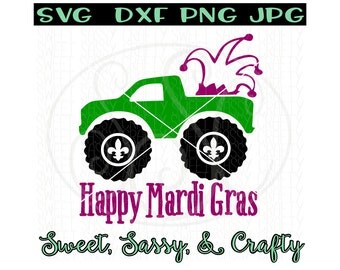 Happy Mardi Gras, Mardi Gras Truck Svg, Mardi Gras svg, Mardi Gras svg file, SVG, PNG, JPG, cut files for silhouette and cricut machines