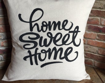 Home Sweet Home Pillow Cover, Throw Pillow Cover, 16x16, 18x18, Envelope Style Pillow Cover, Canvas Pillow Cover, Pillow Sham, Housewarming