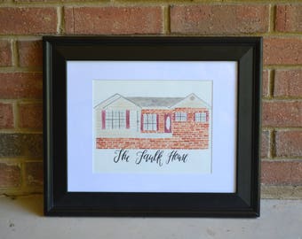 Custom House Watercolor Painting