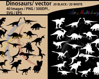 Dinosaurs silhouette svg / dinosaur Clipart, Iron on Transfer, Scrapbooking & Crafts / SVG template / EPS / PNG /animal silhouette / vector