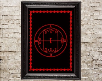 Demon, Demon Amon, Dark, Gothic, Grimoire, esoteric, witchcraft, occult, demonology, medieval, magic, pentacle, ritual, occult print, 45