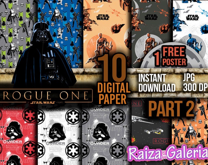 AWESOME Disney Star Wars - Rogue One Digital Paper. PART 2 Instant Download - Scrapbooking - Star Wars - Rogue One Printable Paper Craft!