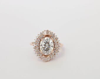 Halo Engagement Ring, Diamond Ring, Gold Ring, Engagement ring, Wedding Ring, Rose Gold