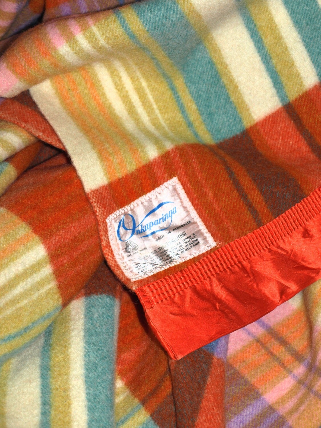 Onkaparinga Pure Wool Plaid Blanket Vintage Double Queen