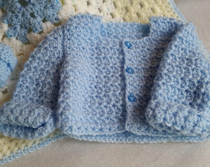 Baby Blue Clothing Set for Baby Boy | Crochet Baby Afghan | Baby Stocking Booties | Newborn |Crochet Cardigan | Baby Shower Gift | Handmade