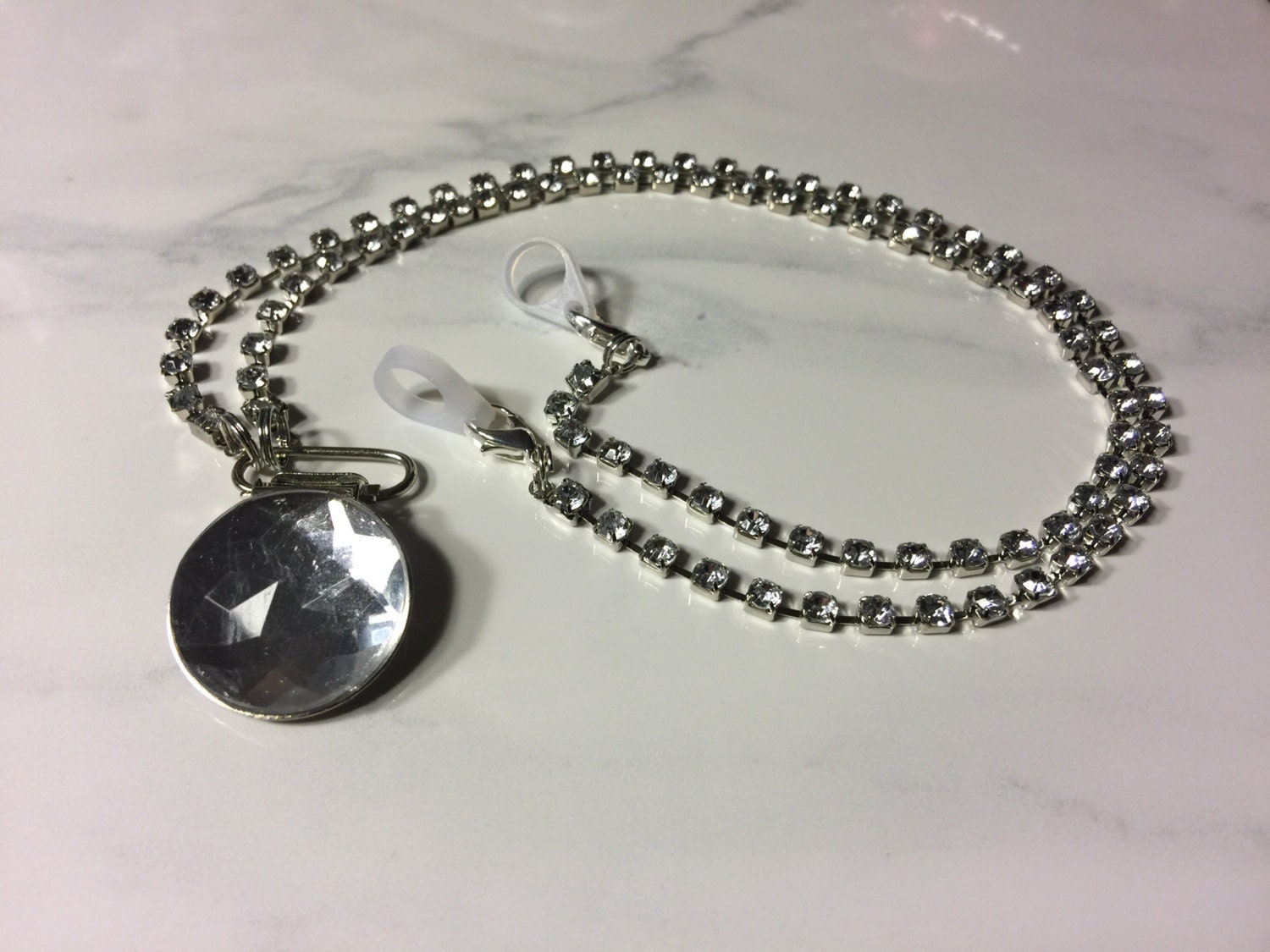 Jeweled Necklace Style Lanyard Hearing Aid Clip