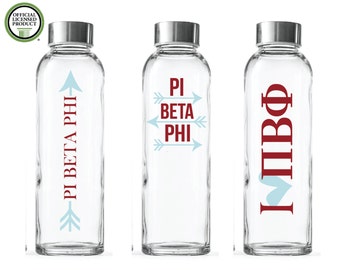 Pi Beta Phi glass water bottle- custom - Sorority Glass Bottles