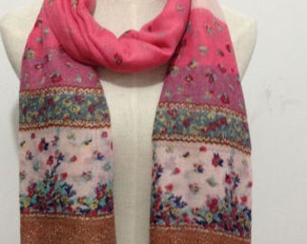 Pink Spring Tassel Scarf