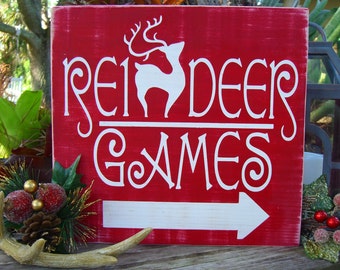 Reindeer Games Sign,Reindeer Decorations,Rudolph Sign,Christmas Decor,Holiday Sign,Christmas Sign,Holiday Decor,Fireplace Mantle Decor,Gifts