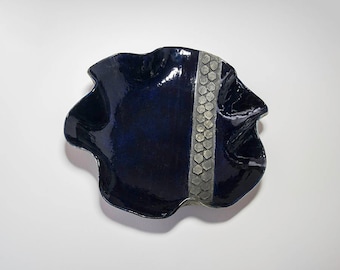 Dark Blue Dish with Octagons