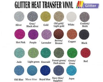 12" x 20" Glitter Heat Transfer Vinyl - 23 Colors Available