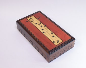 Handmade Wooden Music Box / Trinket Box / Keepsake Box / Music Box / Music notes / Gift for Musican