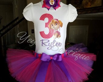 Skye Third Birthday Tutu Outfit | Paw Patrol Third Birthday | Skye 3rd Birthday Tutu | Paw Patrol 3rd Birthday Tutu