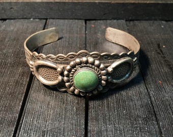 Navajo Vintage Sterling Silver/ Turquoise Cuff Bracelet #120